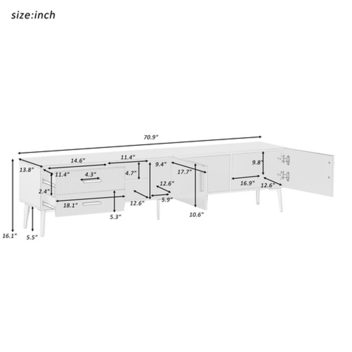 TV-SCHRANK Lowboard Entertainment Center Weiß bis 75 Zoll - Weiß, Holz (44.5/18.49/75.39cm) - FLIEKS