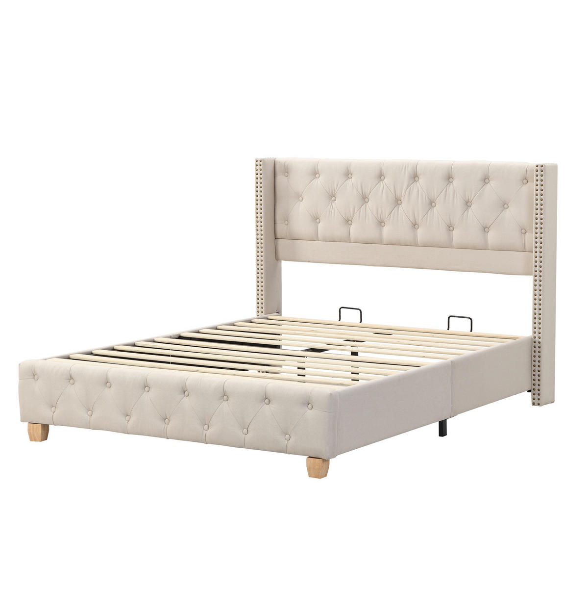 POLSTERBETT mit Lattenrost 140x190 cm Leinen Beige - Beige, Holz (140/190cm) - Meubliv