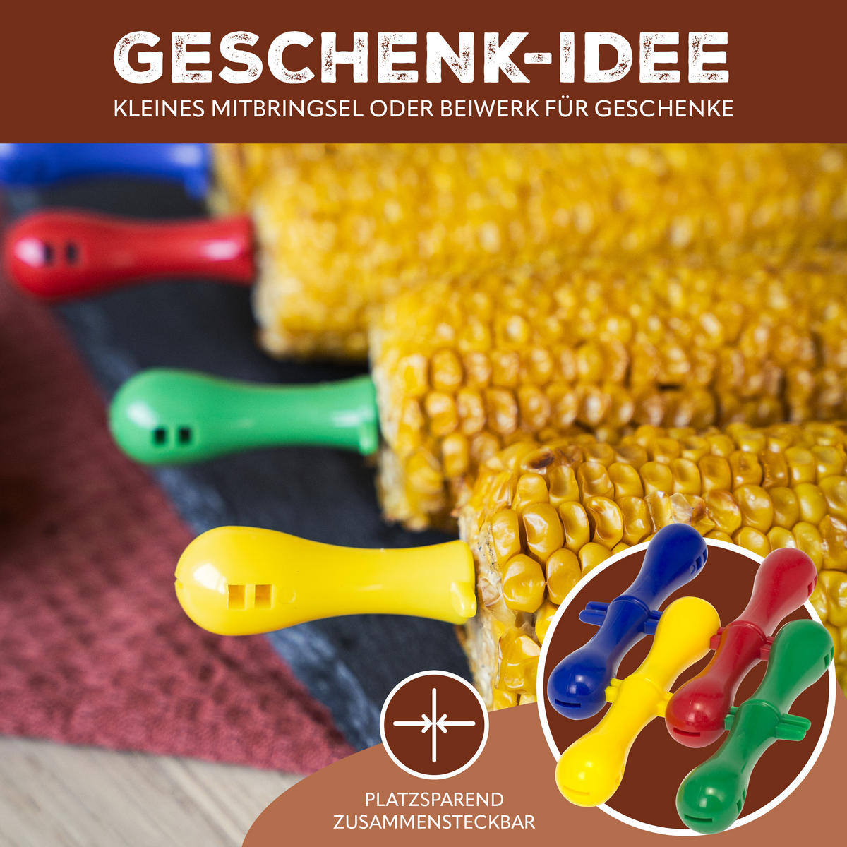 MAISKOLBENHALTER 4er-Set, bunt - Multicolor, Kunststoff (7.5/3/2cm) - bremermann