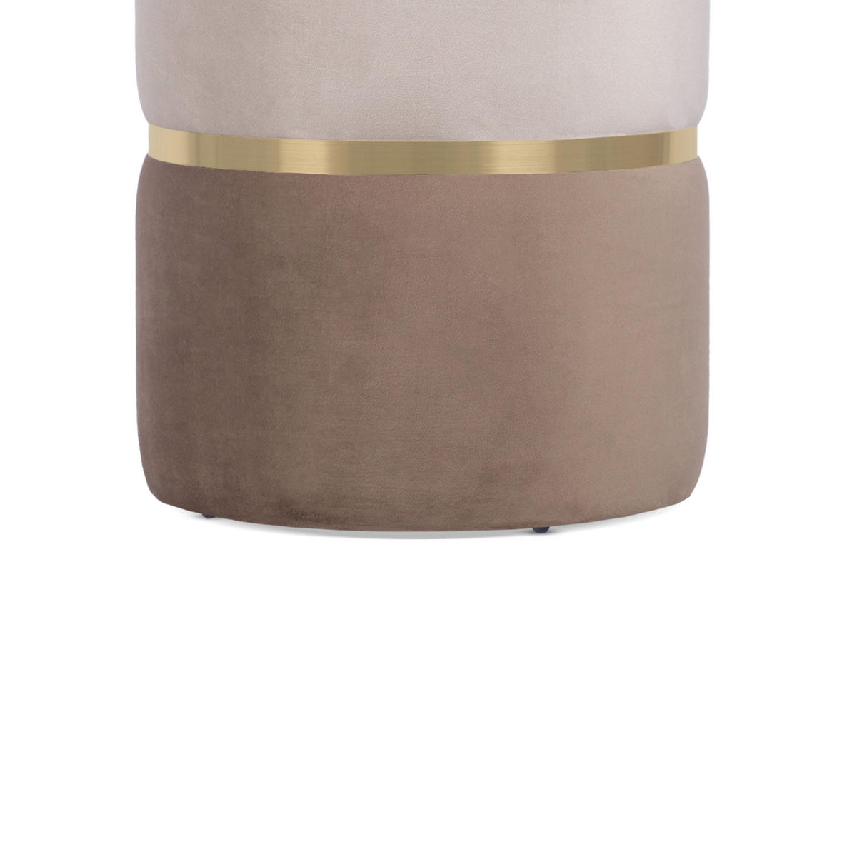 POUF Louise aus beigem Samt und goldenem Metall - Beige, Holzwerkstoff/Textil (35/44/35cm) - Sicaan