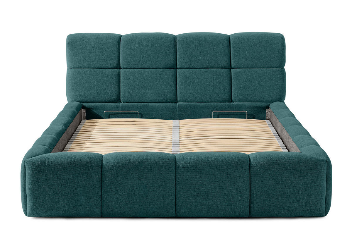 POLSTERBETT AERI 140/160/180/200 mit Rahmen und Bettkasten, blau - Blau, Holz/Holzwerkstoff (140/200cm) - KONSIMO®