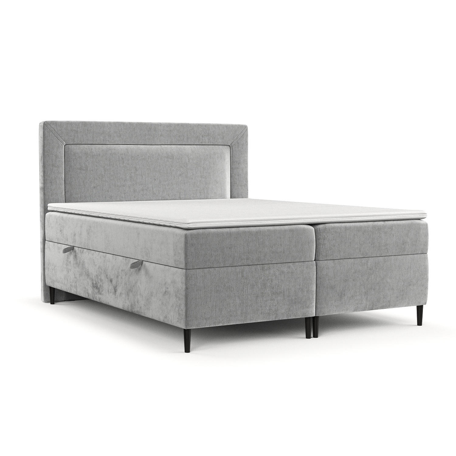 BOXBETT Noble Hellgrau 140/200 cm - Hellgrau/Schwarz, Holz/Holzwerkstoff (140/200cm) - Maison de Reve