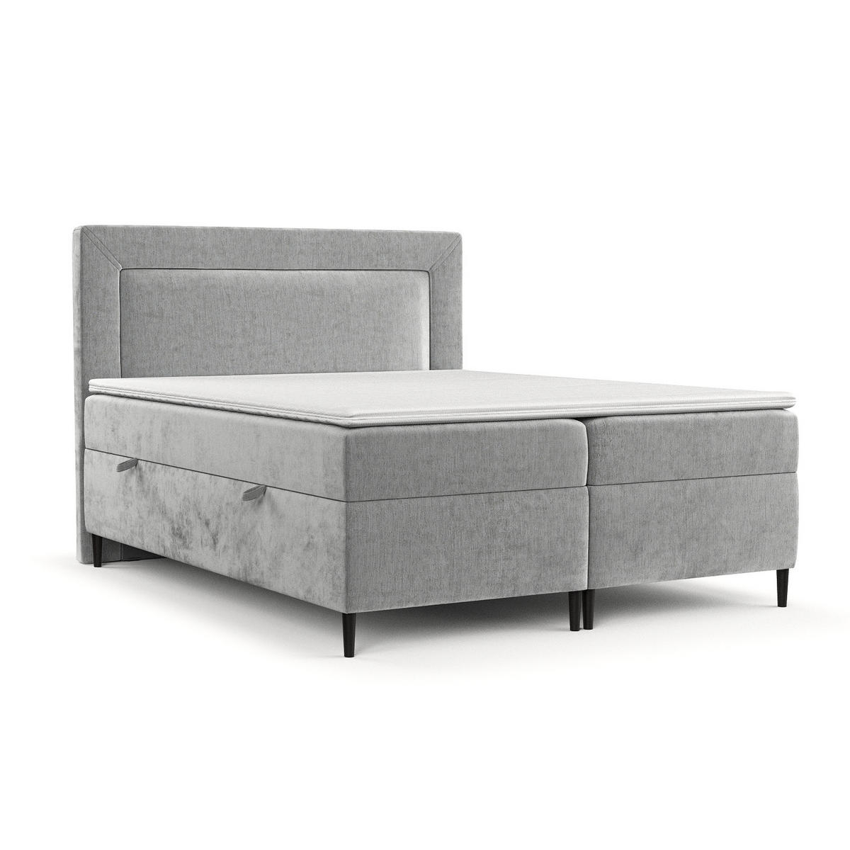 BOXBETT Noble Hellgrau 180/200 cm - Hellgrau/Schwarz, Holz/Holzwerkstoff (180/200cm) - Maison de Reve