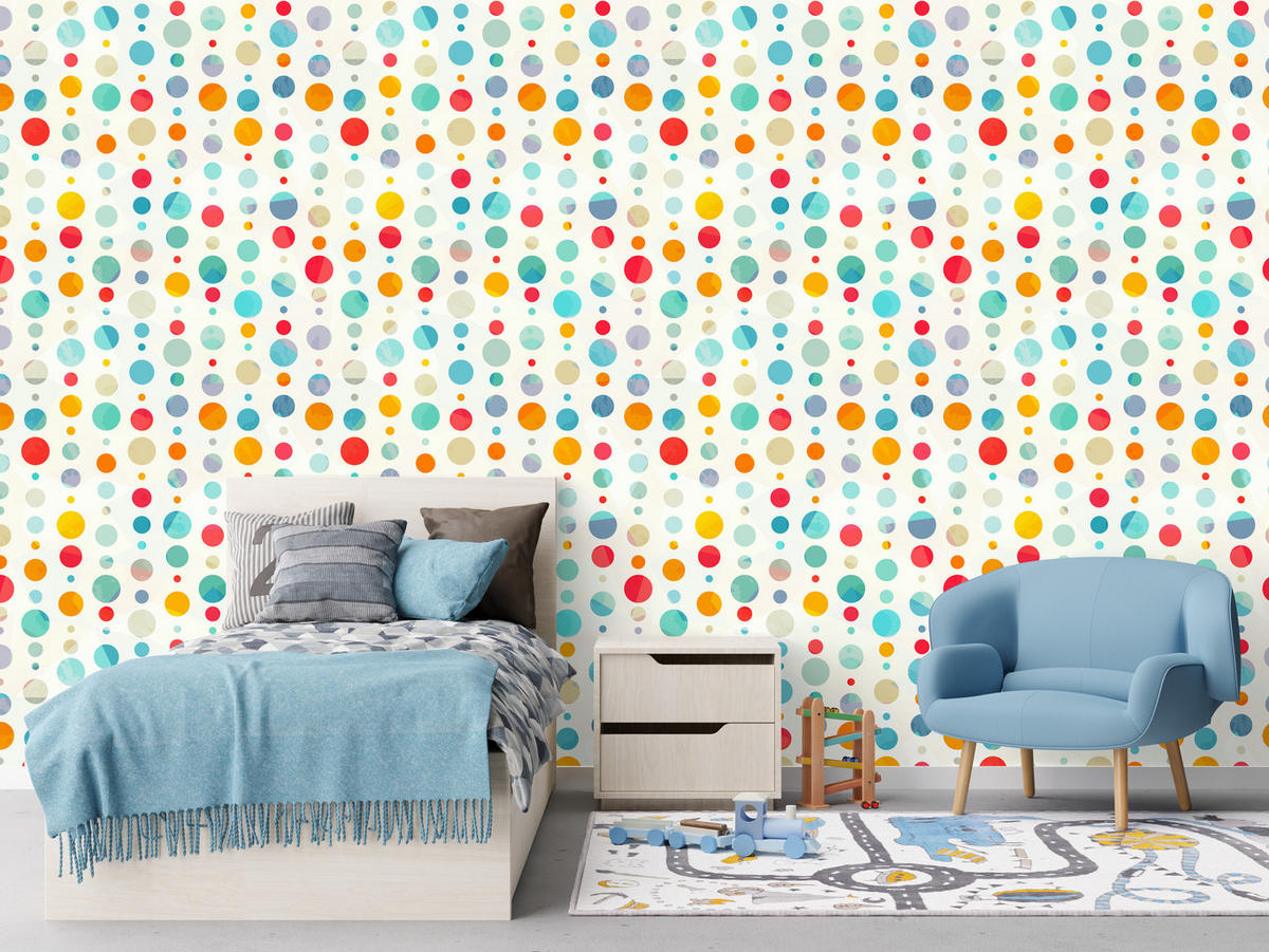 VLIESTAPETE Bunte Punkte – Bunt, Weiß – 50x1000 cm - Multicolor/Weiß, Papier (50/1000cm) - Muralo