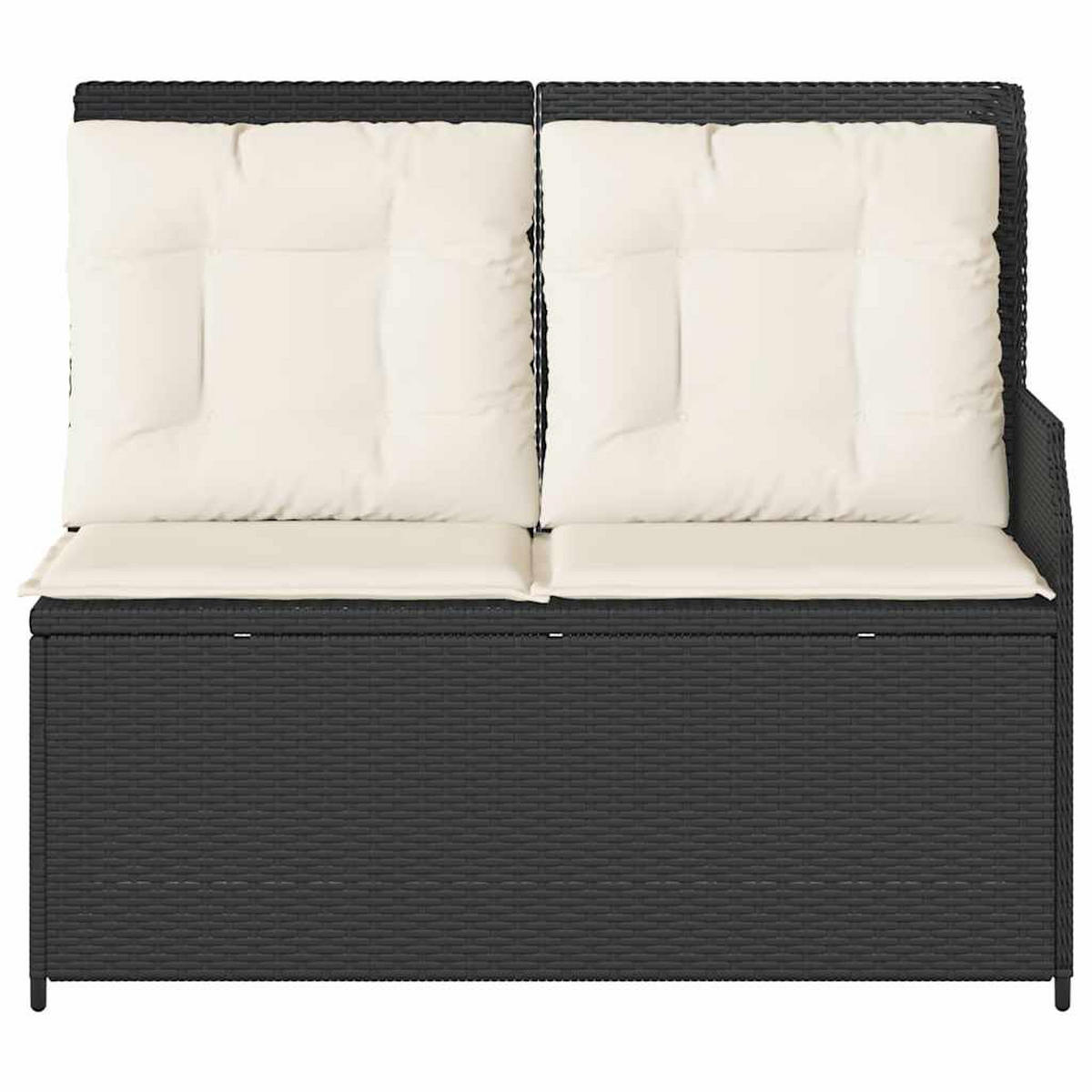 GARTENBANK Verstellbar mit Kissen Schwarz Poly Rattan - Schwarz, Kunststoff (95/95/110cm)