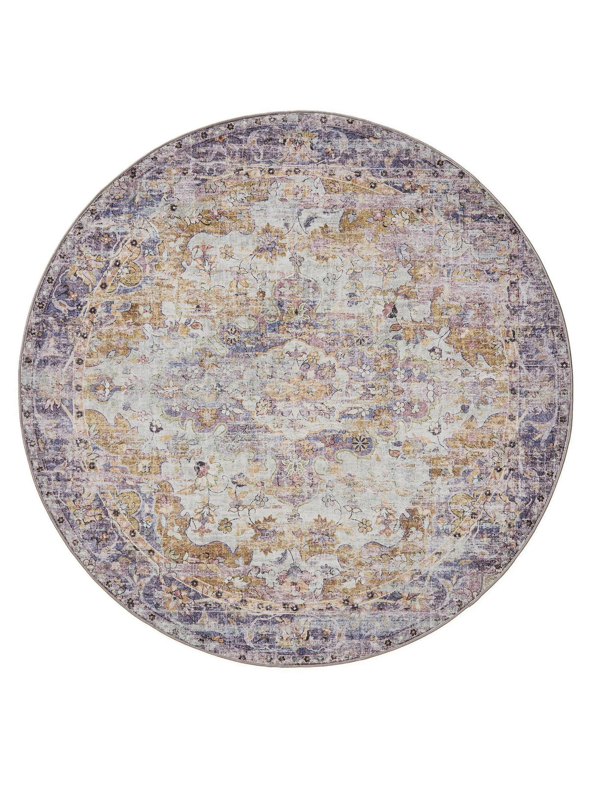 VINTAGE-TEPPICH George waschbar ø 160 cm rund - Lila/Multicolor, Kunststoff (160/160cm) - benuta