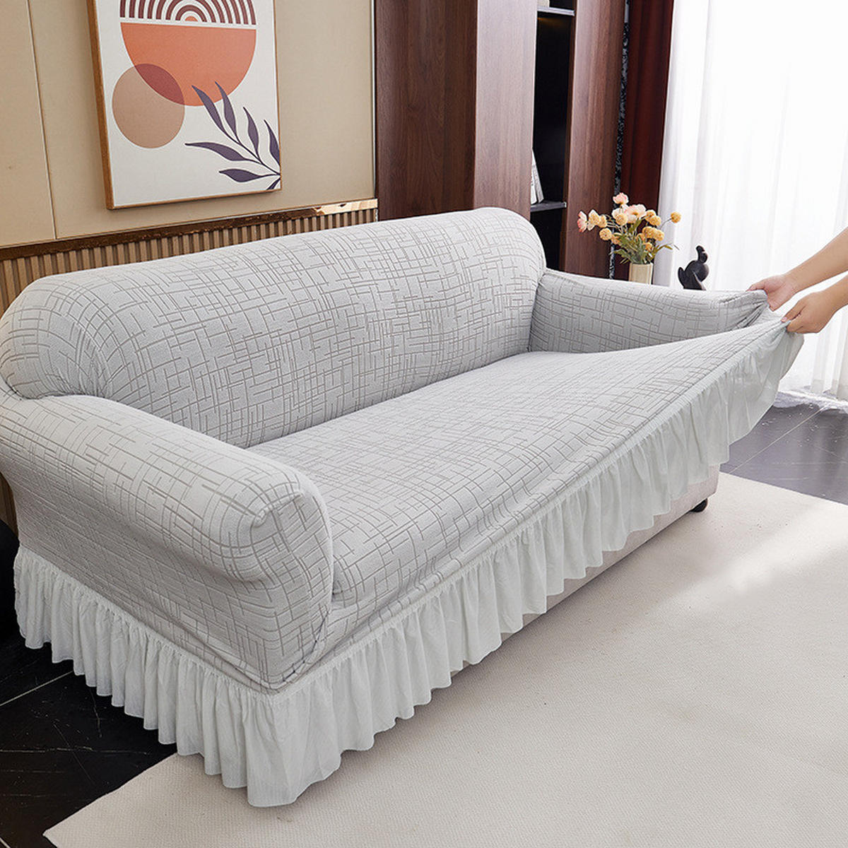SOFABEZUG – 2-Sitzer (185 x 145 cm) – Silber - Grau, Textil (185/145cm)