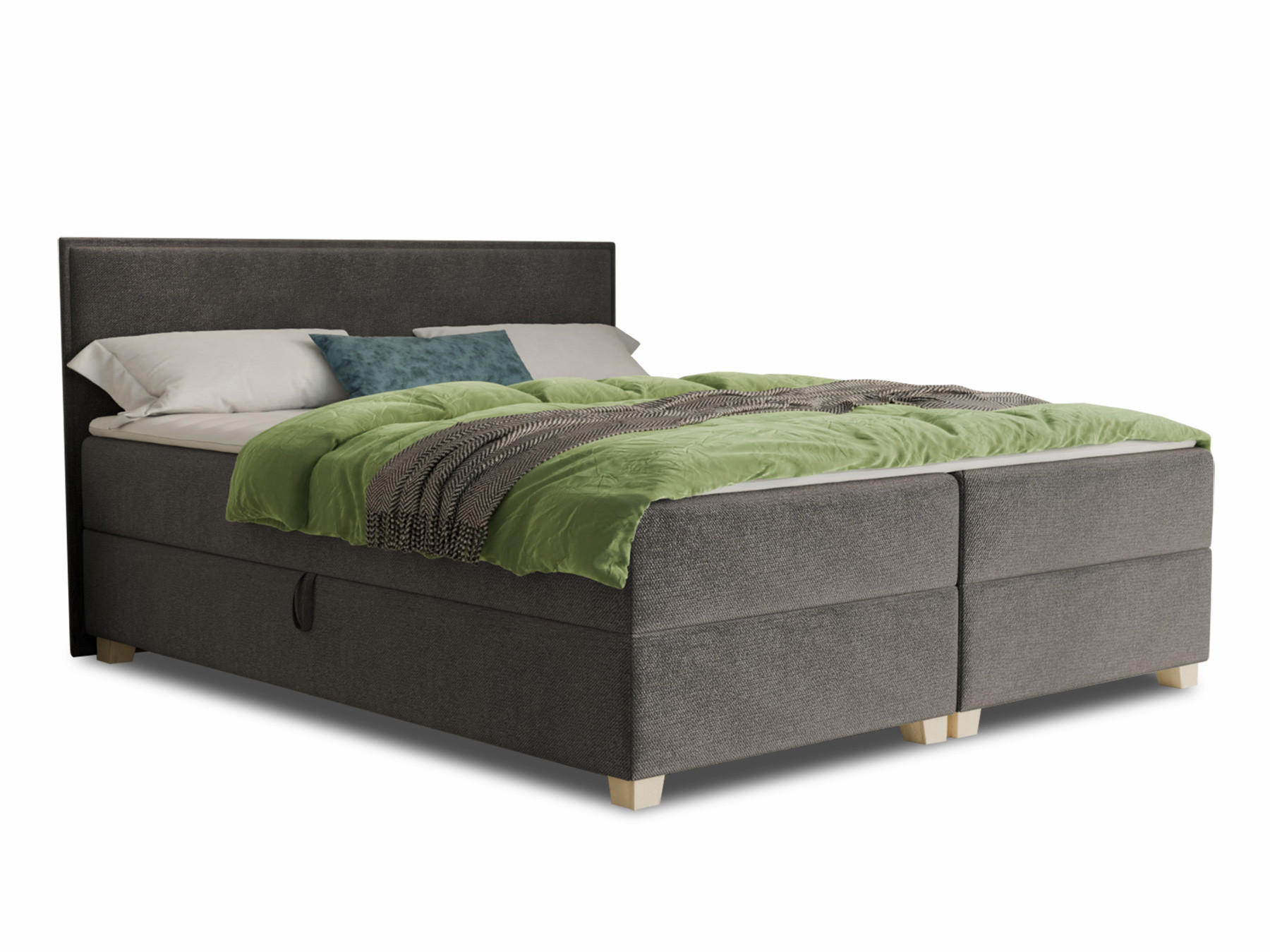 BOXBETT Fren - 160x200 - dunkelgrau (Kronos 22, Velvet) - Dunkelgrau/Beige, Holz/Holzwerkstoff (160/200cm) - Sofnet