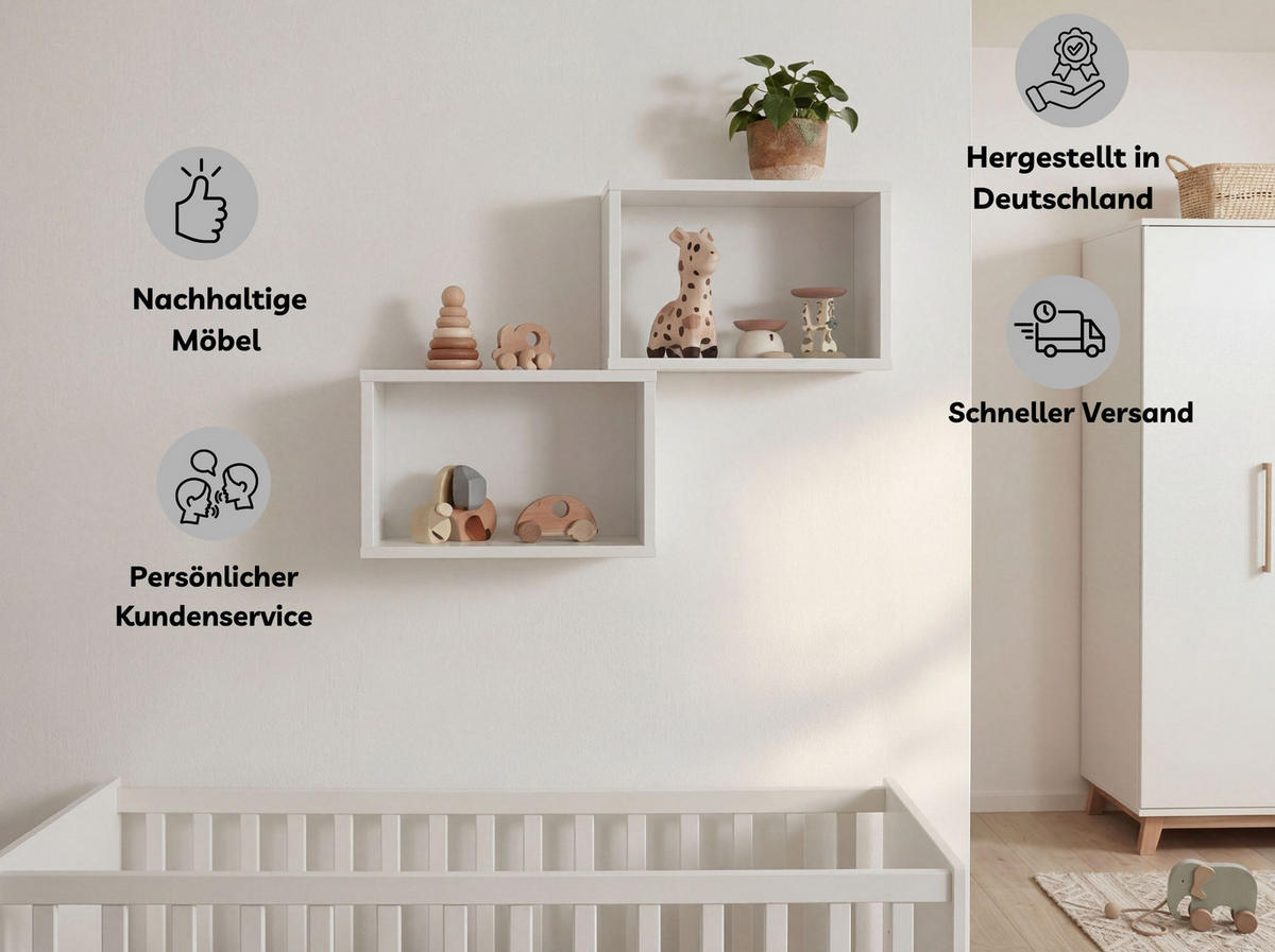 BABYZIMMER Mega-Set LINA 6-tlg. - Walnussfarben/Weiß, Holz/Holzwerkstoff (1/1/1cm) - arthur berndt
