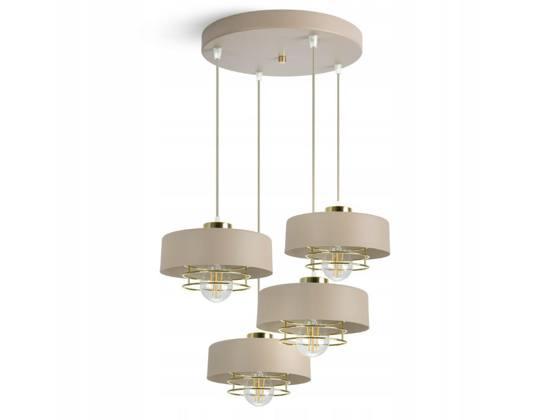 PENDELLEUCHTE ECRU - Beige/Goldfarben, Metall (44/44/100cm) - kiki design
