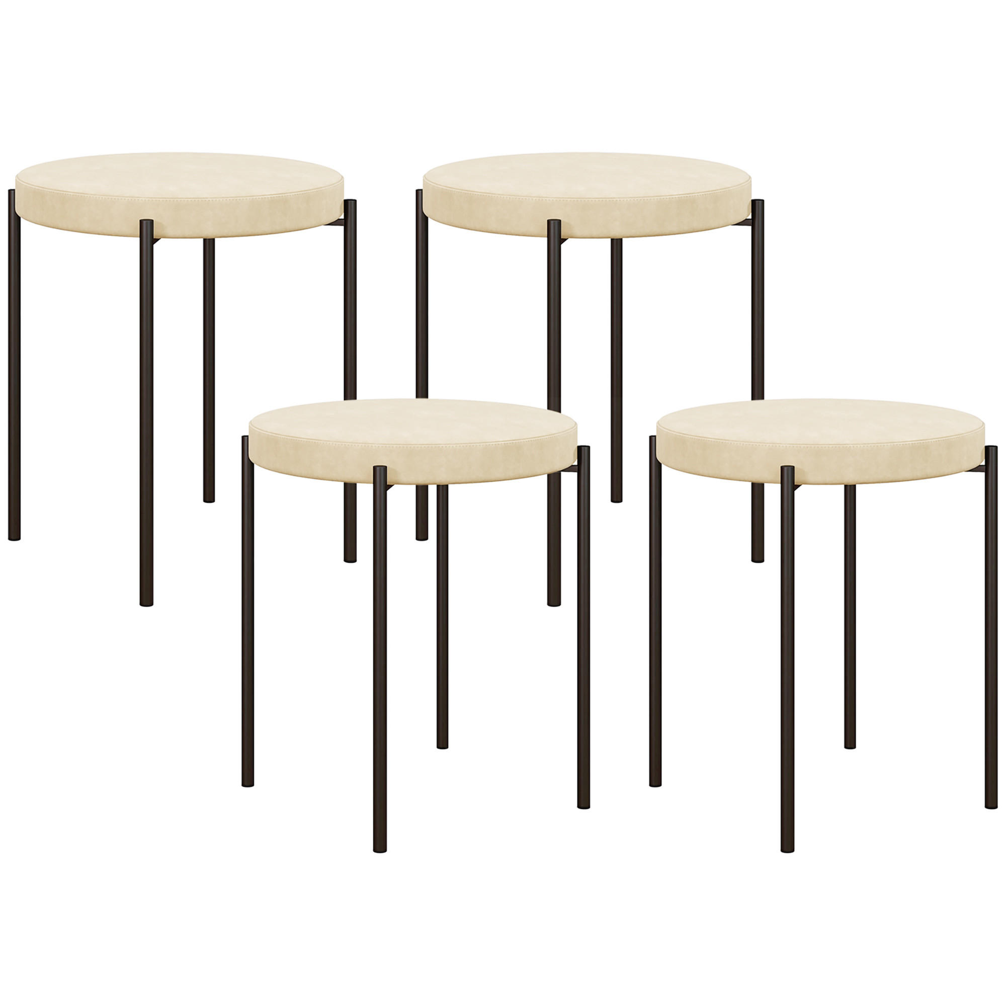 4ER-SET Esszimmerhocker Esszimmerstühle Küchenstuhl modern Polyester Metall Weiß - Weiß, Kunststoff (41.5/46/41.5cm) - HOMCOM