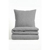 BETTWÄSCHE-GARNITUR Premium Musselin UNI sturmgrau, 135x200 cm + 80x80 cm - Grau, Textil (135/200cm) - biberna