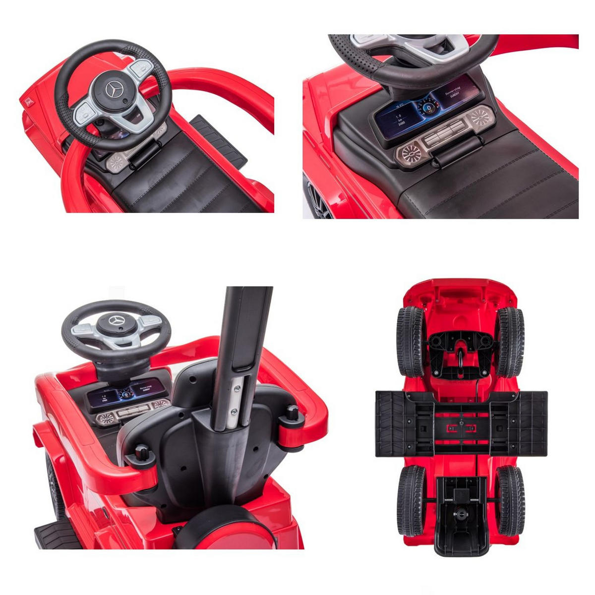 RUTSCHER Mercedes G350d rot 653-P, Musik, Schiebestange, Sonnendach - Rot, Kunststoff (86/40/95cm) - Moni