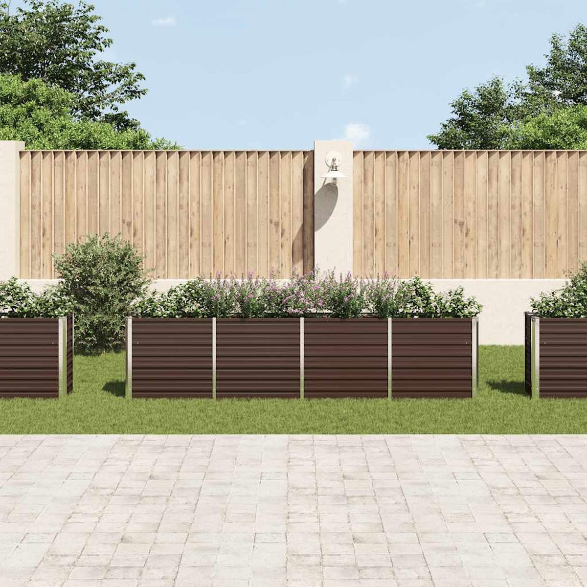 HOCHBEET für Garten OSKAR Braun 320x40x77 cm Metall - Braun, Metall (320/77/40cm) - DELUKE