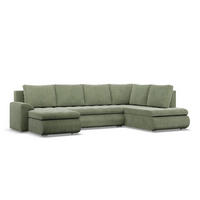 U-SOFA MIT SCHLAFFUNKTION FORESTA, Cord - Grün - Grün, Textil (300/89/200cm)