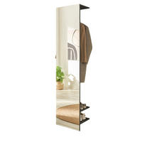 KOMPAKTGARDEROBE grau matt 50 cm, Garderobe mit Spiegel - Silberfarben/Grau, Glas/Holzwerkstoff (50/200/30cm) - Furn.Design