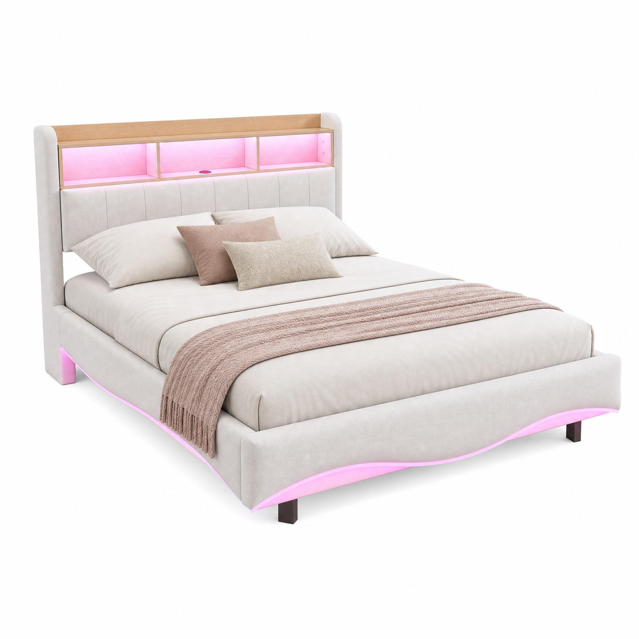 Meubliv Polsterbett Beige 140x200 cm
