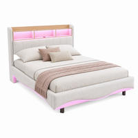 POLSTERBETT mit Stauraum, LED und USB 140x200 cm Beige - Beige, Metall (140/200cm) - Meubliv