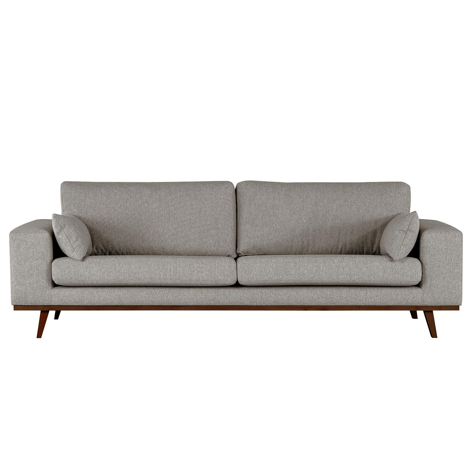 3-SITZER SOFA - Graubraun/Buchefarben, Buchenholz/Textil (237/81/88cm) - home24