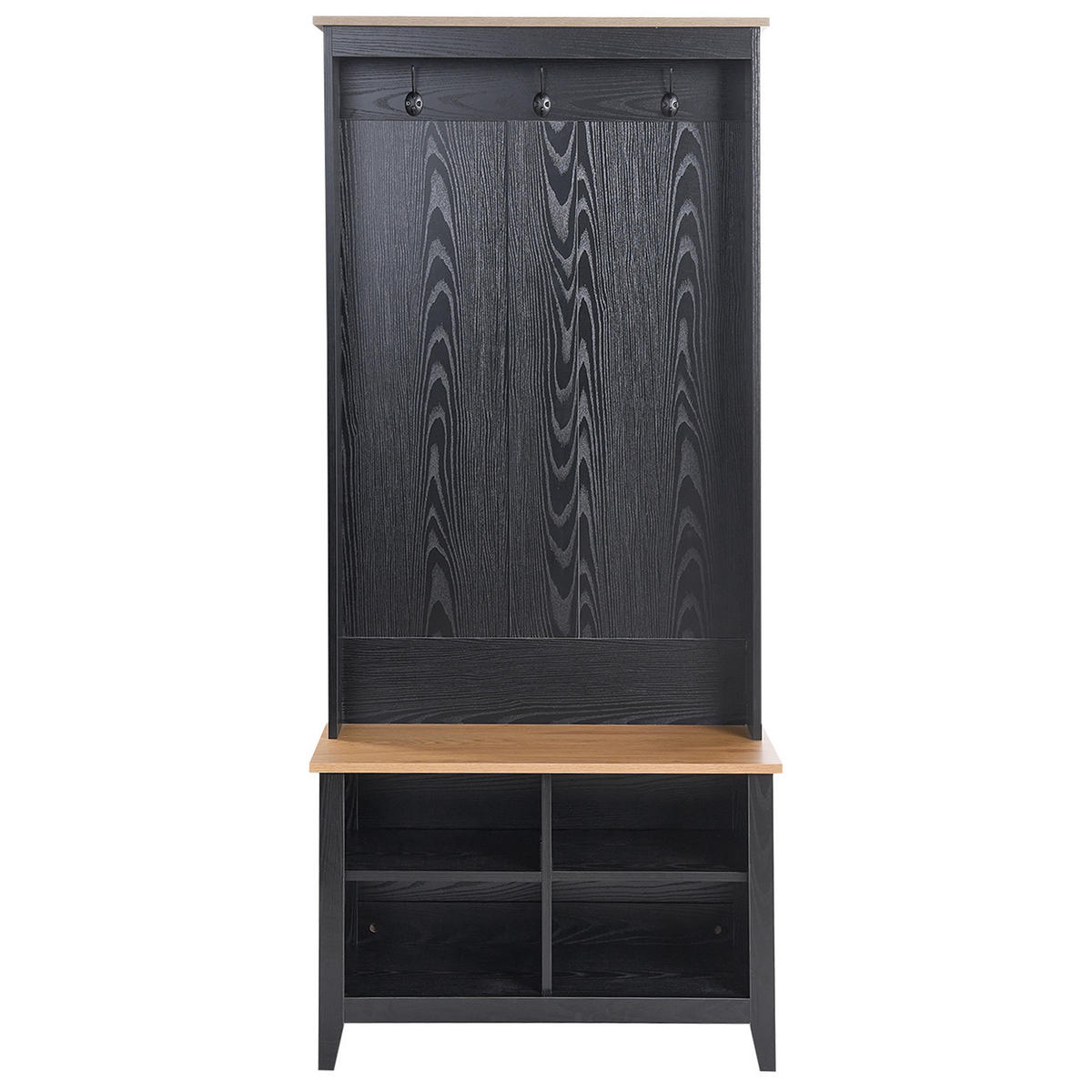 ORGANIZATOR ZA ČEVLJE s stojalom za oblačila črna/svetlo rjava Durack - svetlo rjava/črna, leseni material (76/170/39cm) - Beliani