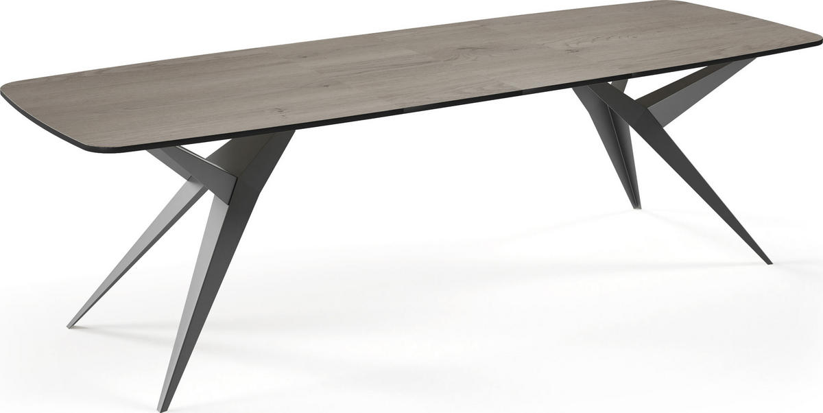 ESSTISCH Trax ausziehbar rechteckig oval, Braun 200-280/90/76 - Eichefarben/Schwarz, Holzwerkstoff/Metall (200/90/76cm) - WFL GROUP