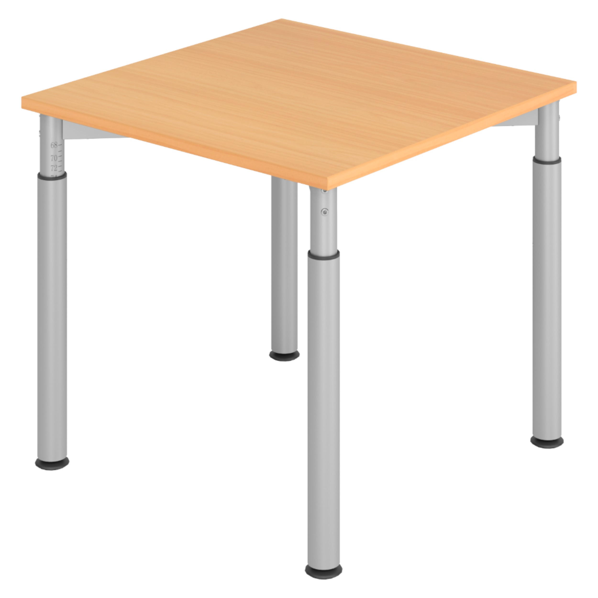 SCHREIBTISCH Serie-Y 80/80/74 cm in Buchefarben/Silberfarben - Buchefarben/Silberfarben, Holzwerkstoff (80/80/74cm) - bümö