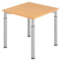 SCHREIBTISCH Serie-Y 80/80/74 cm in Buchefarben/Silberfarben - Buchefarben/Silberfarben, Holzwerkstoff (80/80/74cm) - bümö