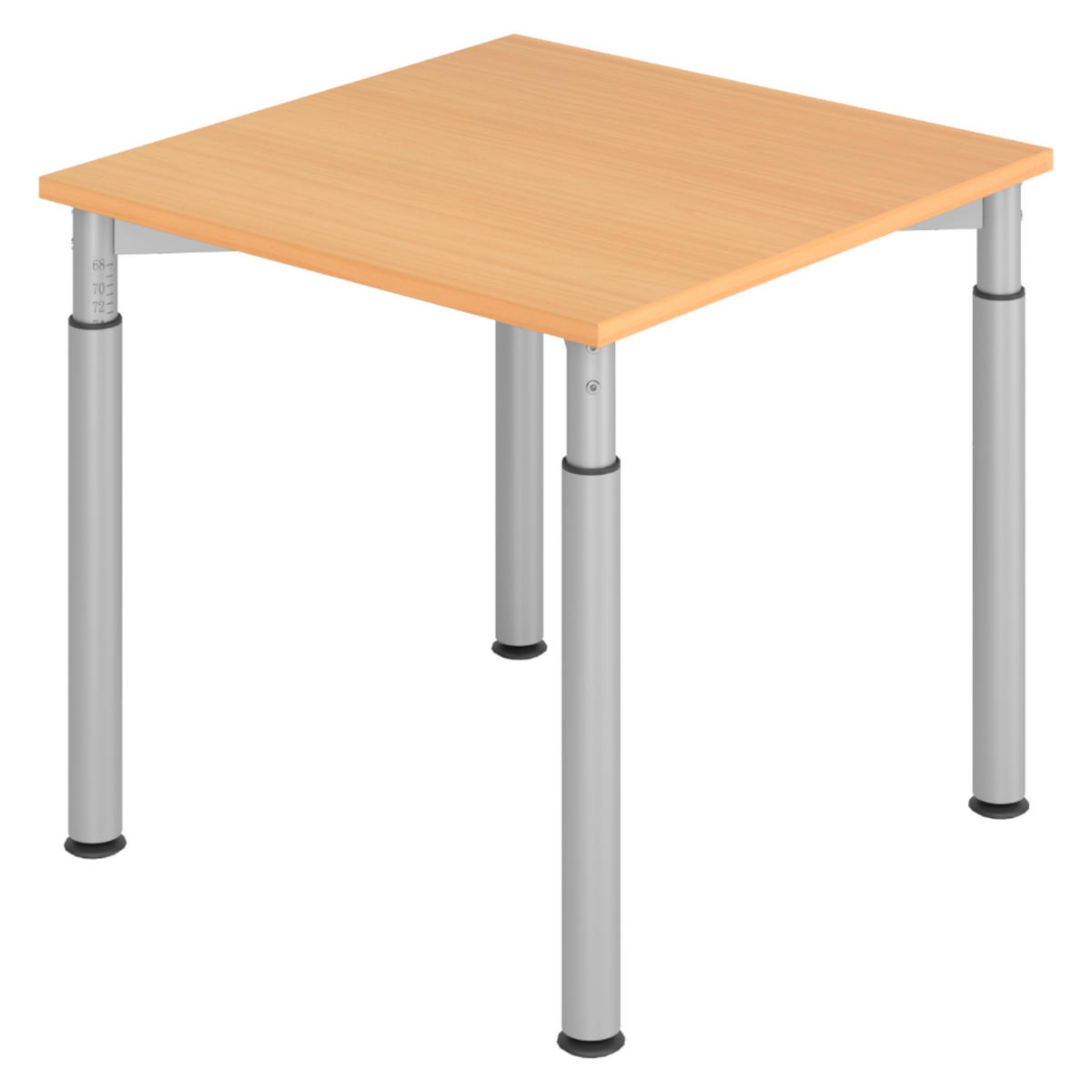 SCHREIBTISCH Serie-Y 80/80/74 cm in Buchefarben/Silberfarben - Buchefarben/Silberfarben, Holzwerkstoff (80/80/74cm) - bümö