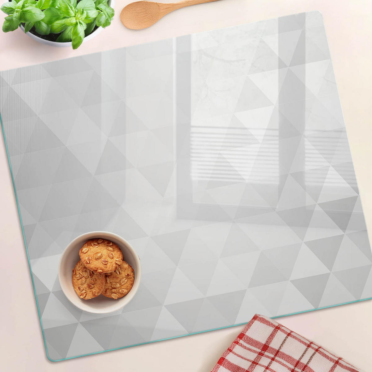 GLASPLATTE 60x52 cm Abstraktion - Grau, Glas (60/0.4/52cm) - TULUP