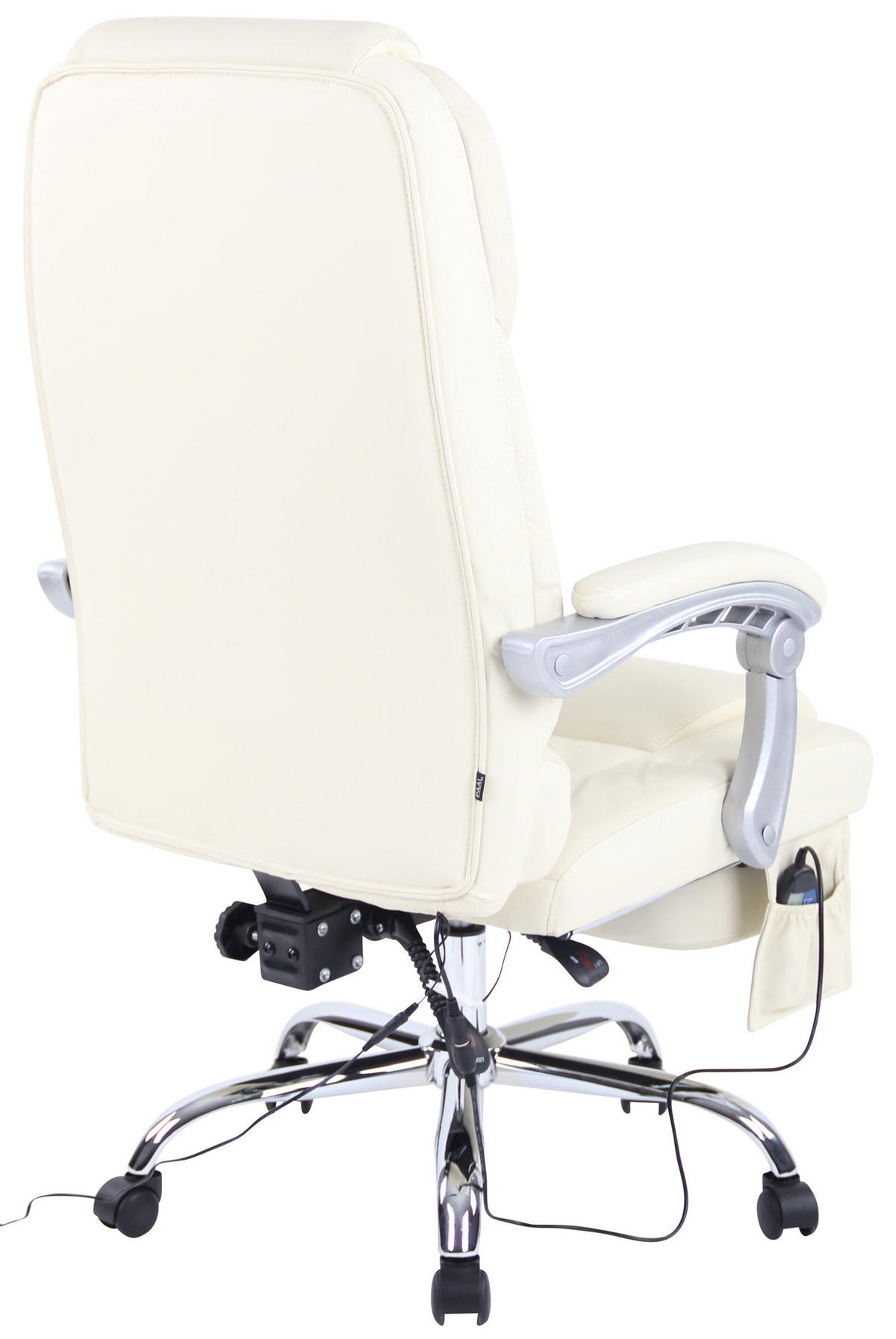 CHEFSESSEL Echtleder Creme - Chromfarben/Creme, Leder/Metall (69/118/64cm) - CLP