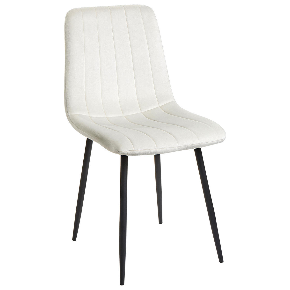 ESSZIMMERSTUHL 4er-Set Samtstoff Cremeweiß Kalispell - Schwarz/Weiß, Textil (45/88/62cm) - Beliani