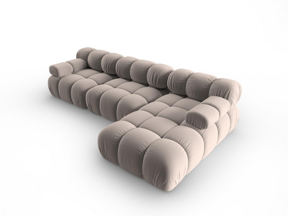 MODULARES-ECKSOFA rechts Bellis aus Samt beige 4 Sitzplätze - Beige, Textil (122/285cm) - Micadoni