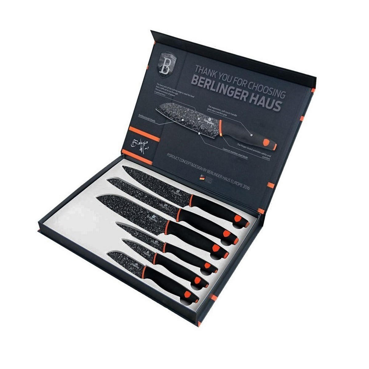 MESSERSET Schwarz 30/10/30 cm BH2111 - Schwarz, Metall - Berlinger Haus