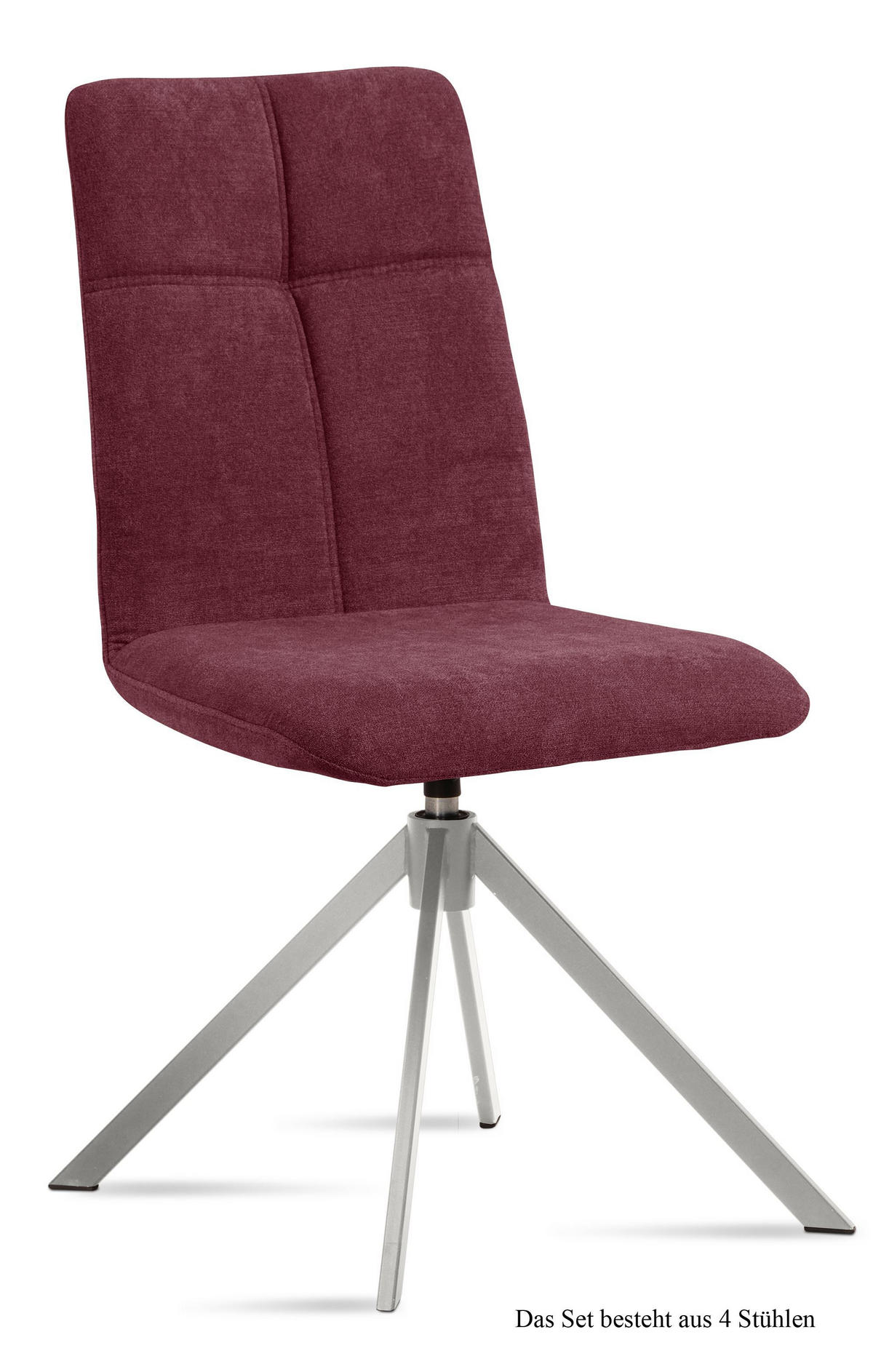 ESSZIMMERSTUHL drehbar (4er-Set) Dreddy 47x92x60 Edelstahl/Marsala - Edelstahlfarben/Brombeere, Kunststoff (60/92/47cm) - 58aufmkessel