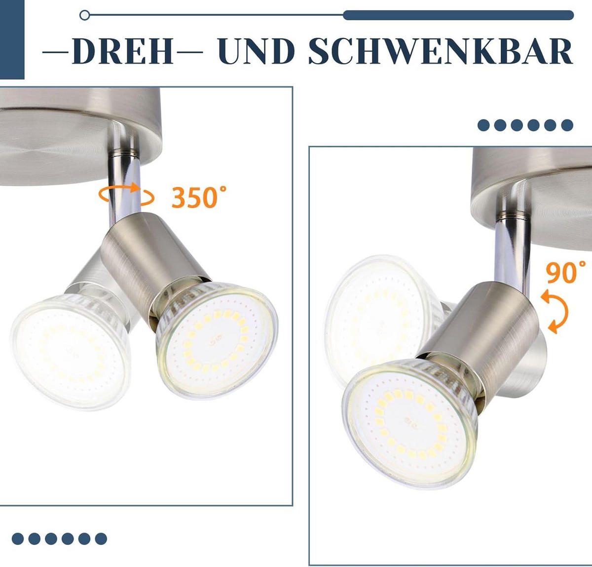 DECKENSTRAHLER Paul 15/15/10.4 cm - Nickelfarben, Metall (15/15/10.4cm) - ZMH