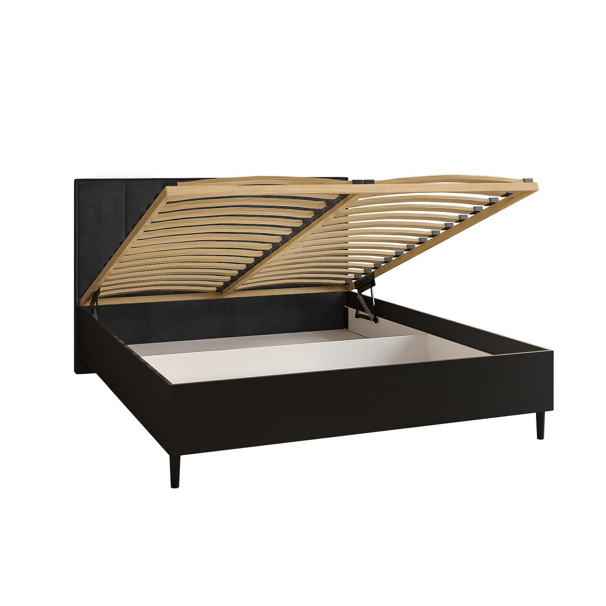 DOPPELBETT Luk II 160/200 cm ohne Matratze, Lattenrost, Bettkasten, schwarz, schwarz - Schwarz, Kunststoff (160/200cm) - Margaret Hadas24