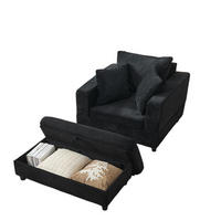 XXL-SESSEL mit Fußablage und 3 Kissen, DE-42355, Schwarz - Schwarz, Metall (74/57/107cm) - ComfortXL