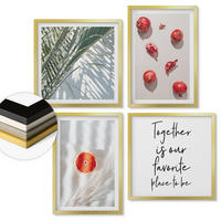 WANDBILDER 4er Set - 50x50 cm & 40x60 cm Goldrahmen - Feiertags-Palmenfrucht-Inschrift - Goldfarben, Kunststoff (50/50cm) - ArtPrintCave