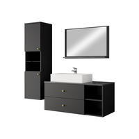BADMÖBEL-SET Kertos II - Goldfarben/Schwarz, Holzwerkstoff/Metall (100/57/45cm) - MIRJAN24
