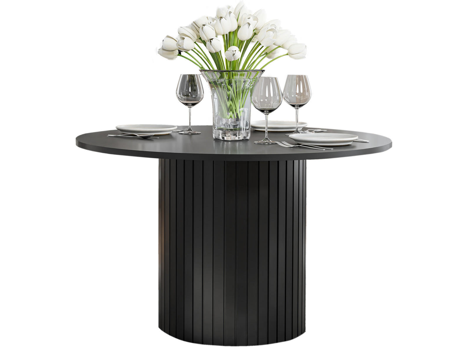 ESSTISCH mit Lamellen MODERNO Schwarz - Schwarz, Holzwerkstoff (120/120/77cm) - Compleo24