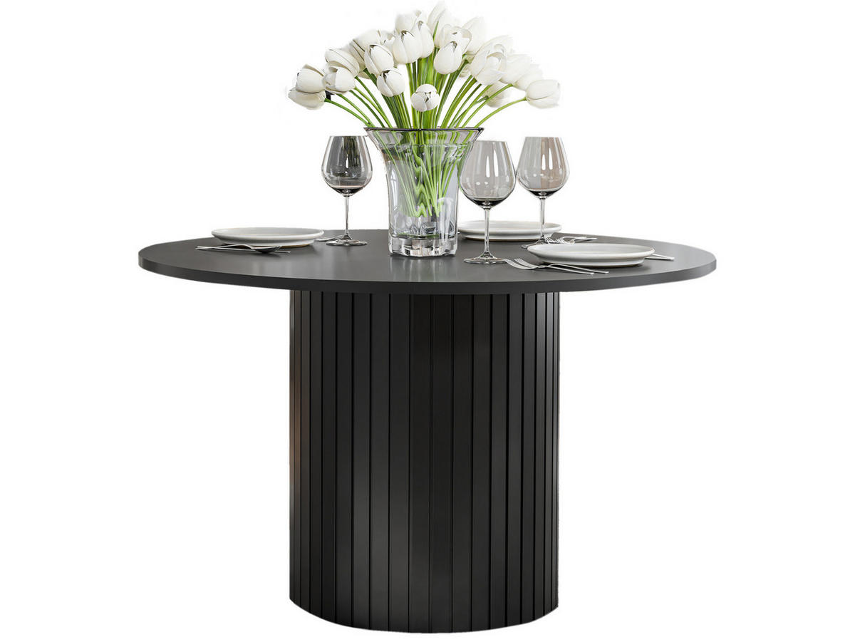 ESSTISCH mit Lamellen MODERNO Schwarz - Schwarz, Holzwerkstoff (120/120/77cm) - Compleo24