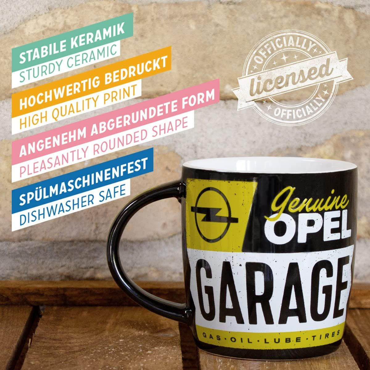 KAFFEETASSE 330 ml Opel Garage - Multicolor, Keramik (0.33L) - Nostalgic-Art