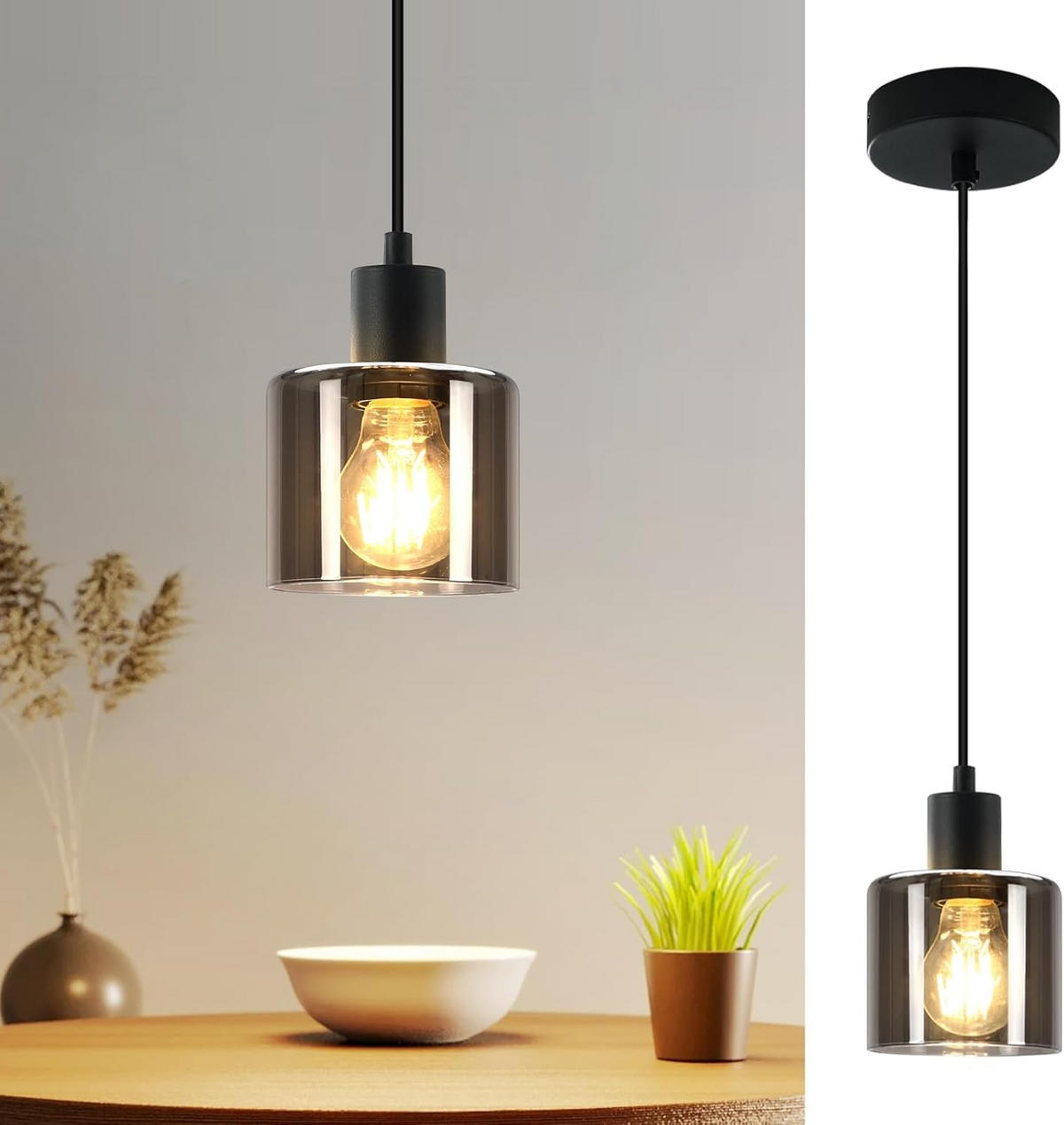 PENDELLEUCHTE Elias 11/11/170 cm - Schwarz, Metall (11/11/170cm) - ZMH