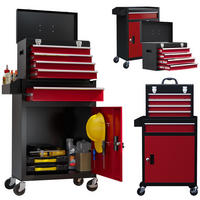 WERKZEUGWAGEN mit 5 Schubladen und Schrank, Rot - Multicolor, Kunststoff (28/102/60cm) - FORIOUS