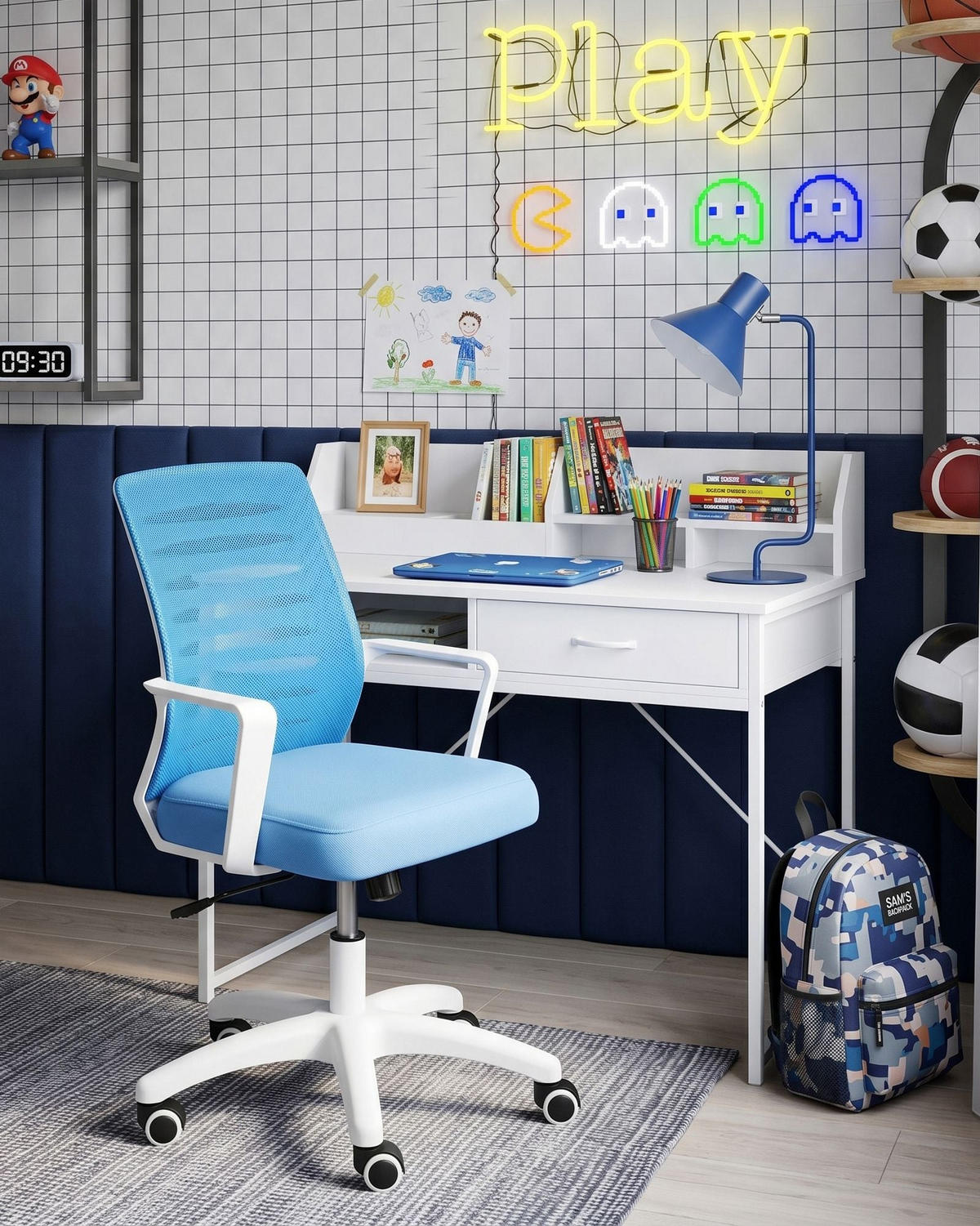 BÜROSTUHL Blau Radiant - Blau, Textil (58/88/58cm) - Beliani