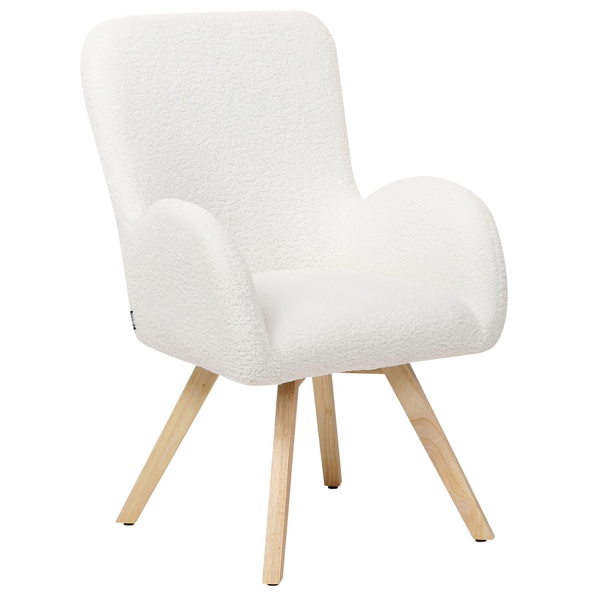 SESSEL Bouclé weiß/hellbraun Bjarn - Hellbraun/Weiß, Textil (60/90/55cm) - Beliani