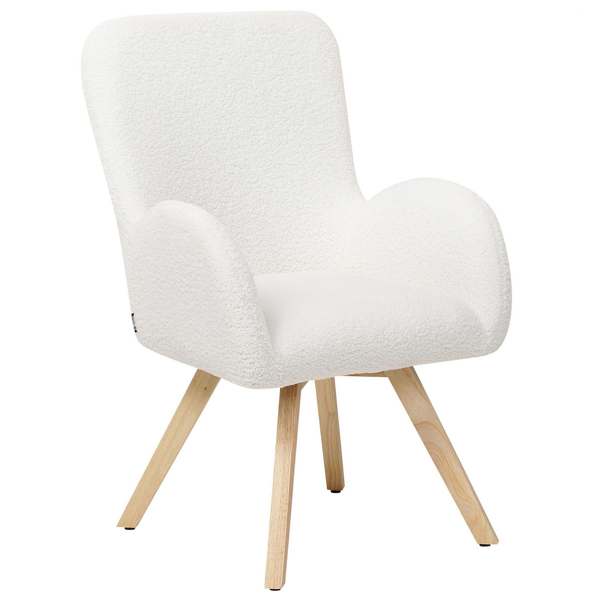 SESSEL Bouclé weiß/hellbraun Bjarn - Hellbraun/Weiß, Textil (60/90/55cm) - Beliani