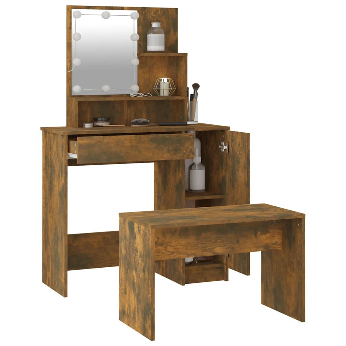 SCHMINKTISCH Donohue 86.5/35/136 cm - Taupe, Holzwerkstoff (86.5/136/35cm) - Nettlife