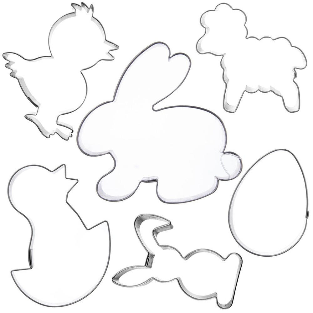 AUSSTECHFORMEN-SET Ostern XL 6-teilig Silber - Silberfarben, Metall (9/2.1/10cm) - Orion 