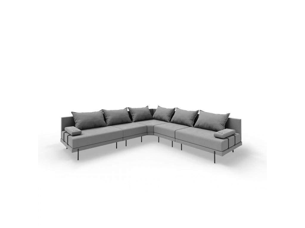 GARTENSOFA BAHAMA L - Wetterfeste Balkonmöbel & Terrassenmöbel Außen - Moderne Lounge Möbel für Garten - Balkon & Terrasse - Grau - Grau, Kunststoff (298/75/298cm) - Trada